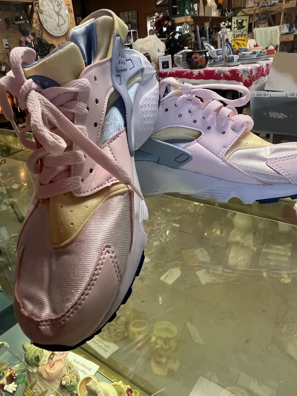 Nike kids Pink and Blue Huarache Athletic Sneakers